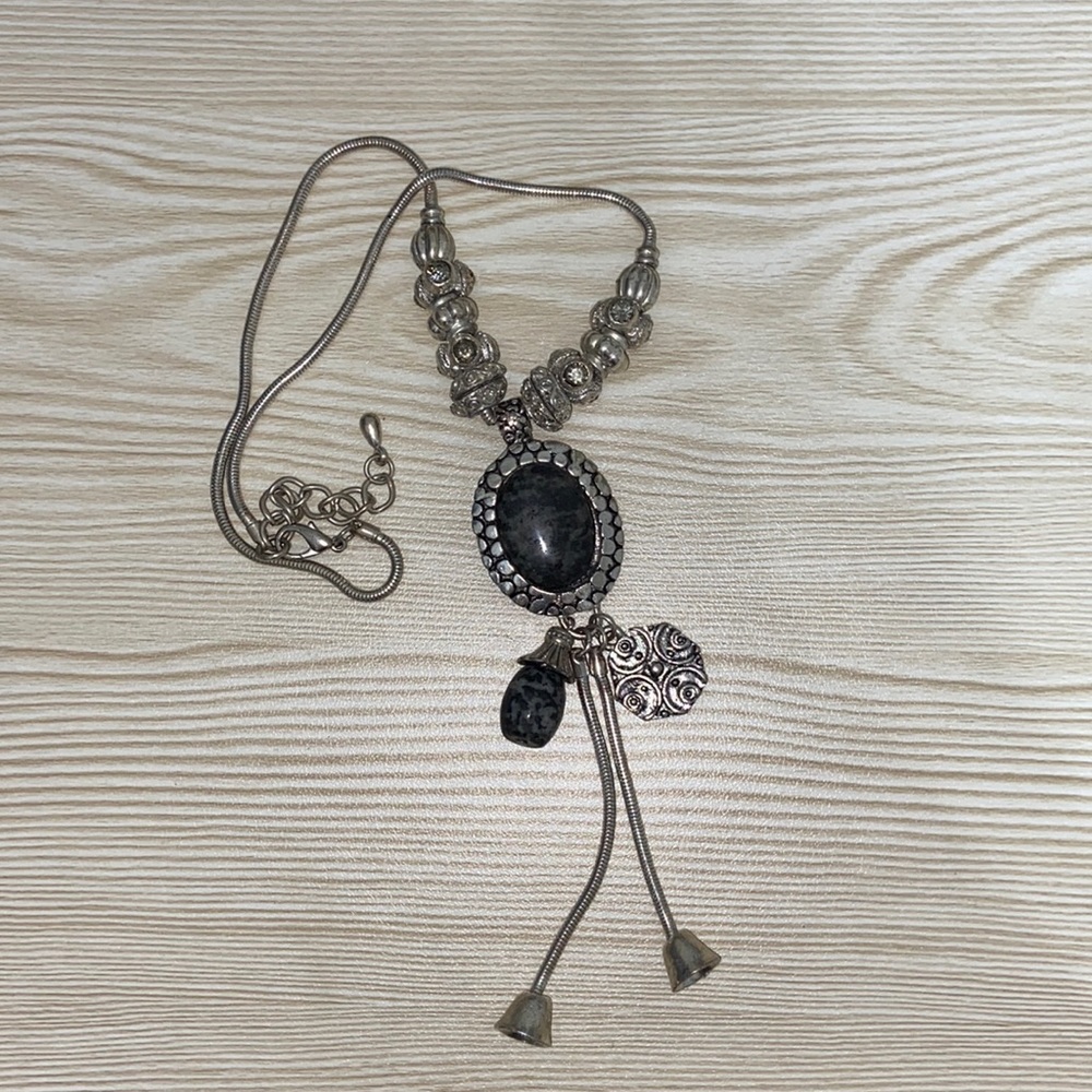 Real silver black pendant necklace